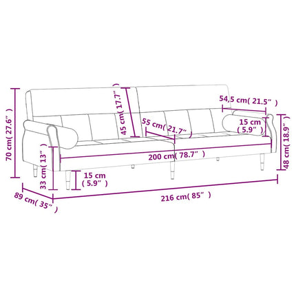 Canapé-lit avec coussins bleu velours