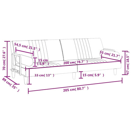 Canapé-lit avec accoudoirs gris foncé velours