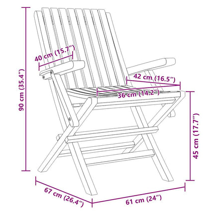 Chaises de jardin pliantes lot de 6 61x67x90cm bois massif teck