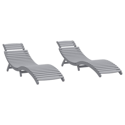 Chaises longues lot de 2 gris 184x55x64 cm bois massif acacia