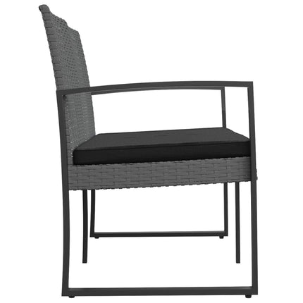 Banc de jardin à 2 places et coussins gris foncé PP rotin