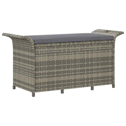 Banc de jardin avec coussin gris 116x46x57 cm résine tressée