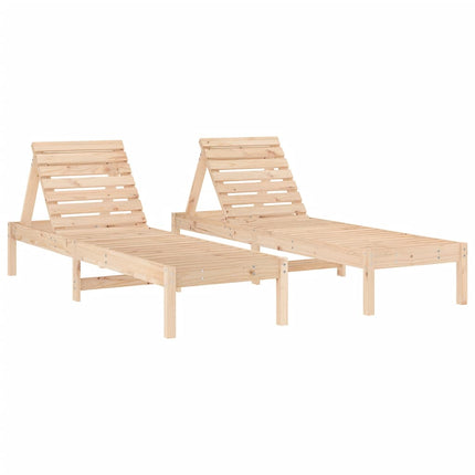 Chaises longues lot de 2 avec table bois massif de pin