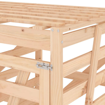 Abri pour poubelle triple sur roulettes bois massif de pin