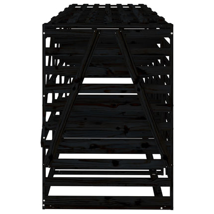 Abri pour poubelle quadruple sur roulettes noir bois de pin