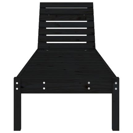 Chaises longues lot de 2 noir 199,5x60x74 cm bois massif de pin