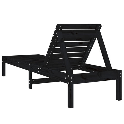 Chaises longues lot de 2 noir 199,5x60x74 cm bois massif de pin