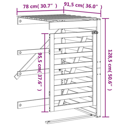 Extension d'abri de poubelle sur roulettes brun miel bois pin