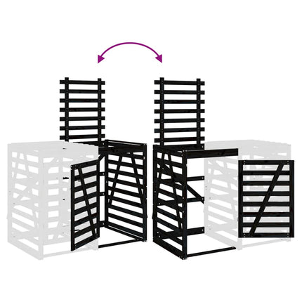 Extension d'abri de poubelle sur roulettes noir bois massif pin