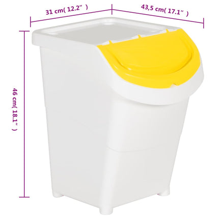 Poubelles empilables avec couvercles 3 pcs blanc PP 120 L