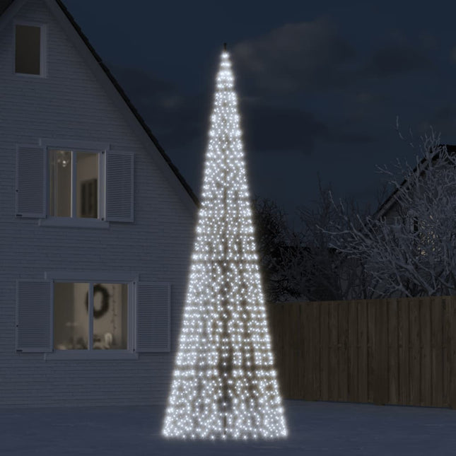 Sapin de Noël à LED sur mât de drapeau 1534 LED blanc 500 cm
