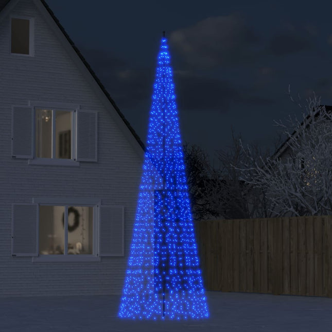 Sapin de Noël à LED sur mât de drapeau 1534 LED bleu 500 cm