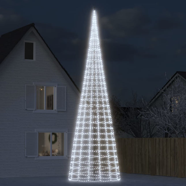 Sapin de Noël à LED sur mât de drapeau 3000 LED blanc 800 cm