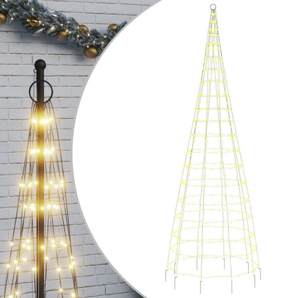 Sapin de Noël LED sur mât, 550 LED blanc chaud, 300 cm