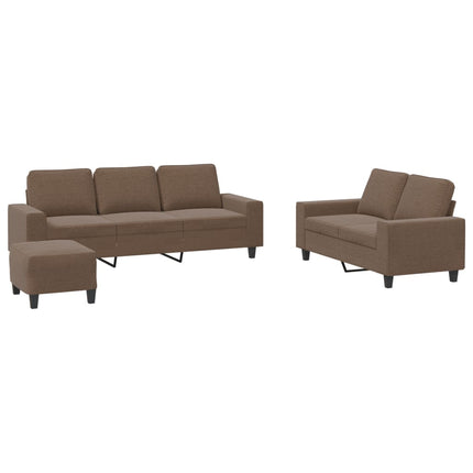 Ensemble de canapés 3 pcs marron tissu