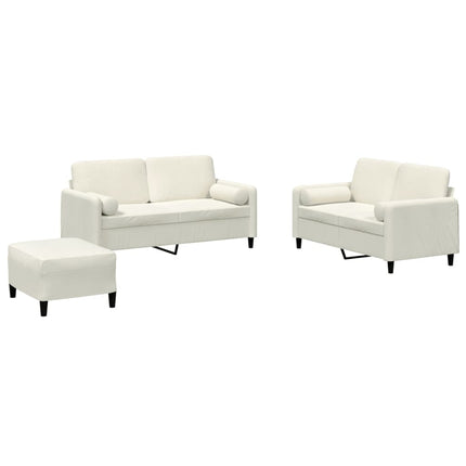 Ensemble de canapés 3 pcs avec coussins crème velours