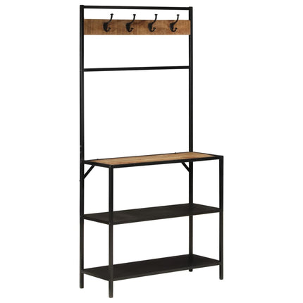 Porte-manteau 90x35x180 cm bois de manguier et fer