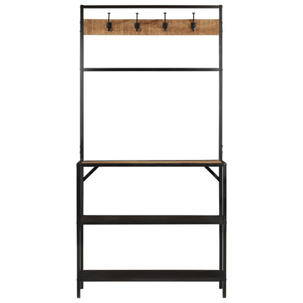 Porte-manteau 90x35x180 cm bois de manguier et fer