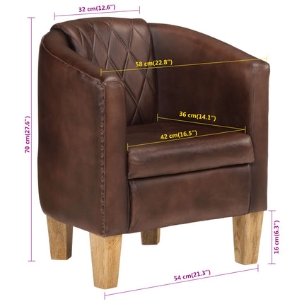 Fauteuil Marron foncé Cuir véritable