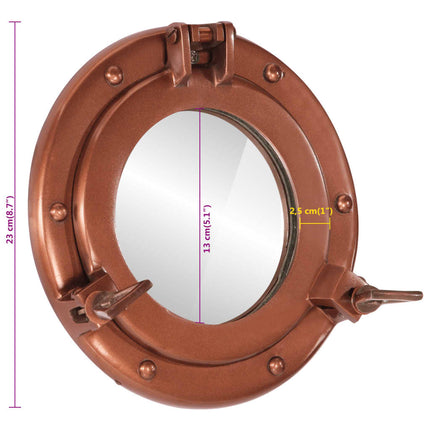 Miroir en forme de porthole mural Ø23 cm aluminium et verre