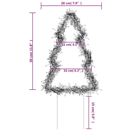 Décoration lumineuse arbre de Noël piquets 3 pcs 50 LED 30 cm