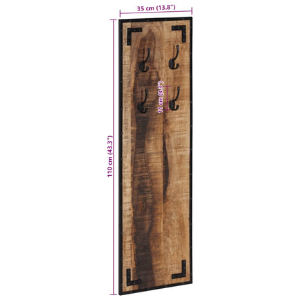 Porte-manteau 35x8x110 cm bois de manguier massif brut