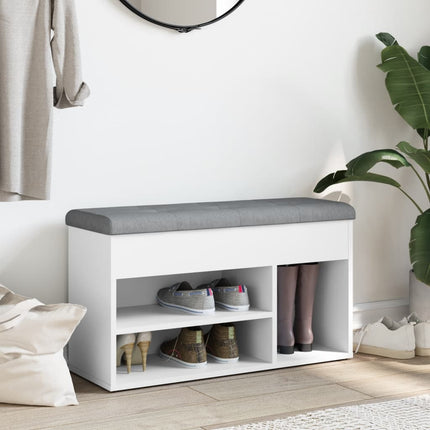 Banc à chaussures Blanc 82x32x45,5 cm Bois d'ingénierie