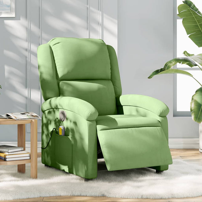 Fauteuil inclinable de massage électrique vert clair velours