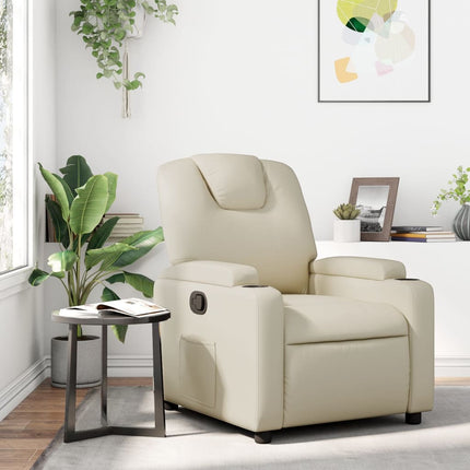 Fauteuil inclinable en similicuir crème