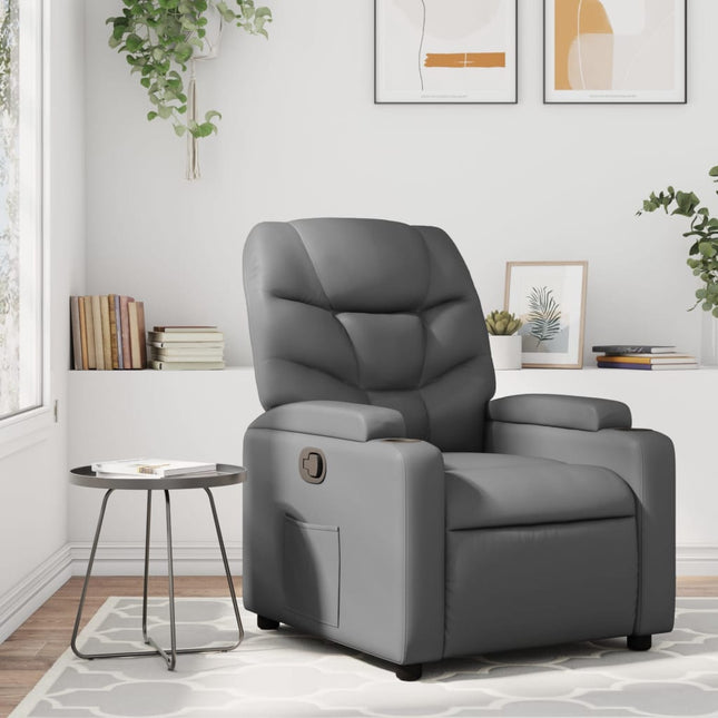 Fauteuil inclinable en similicuir gris
