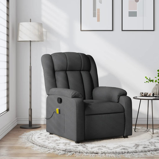 Fauteuil de massage inclinable gris foncé tissu