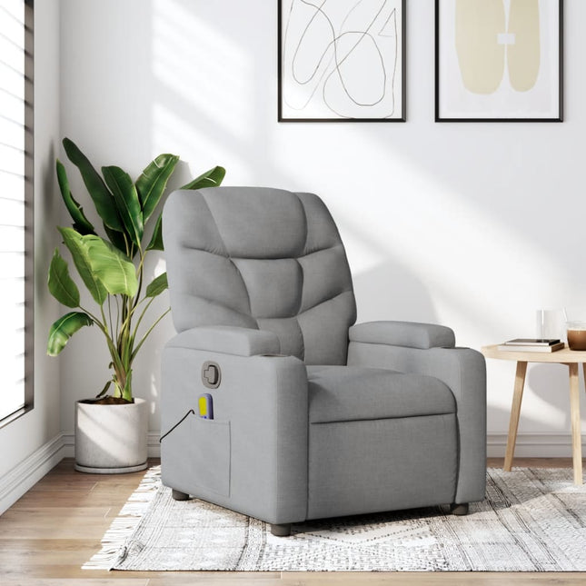 Fauteuil inclinable de massage gris clair tissu