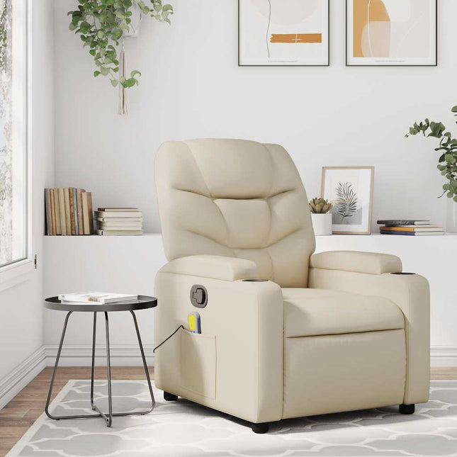 Fauteuil de massage inclinable crème similicuir