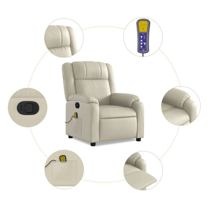 Fauteuil de massage inclinable crème similicuir