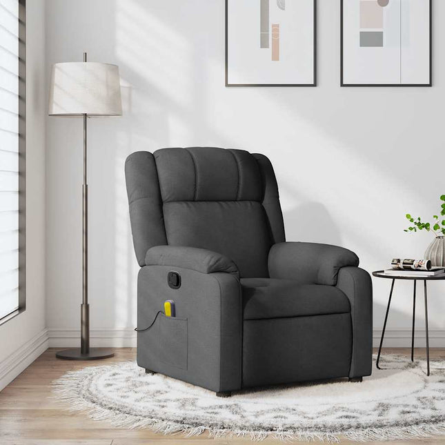 Fauteuil inclinable de massage gris foncé tissu
