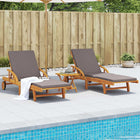 Chaises Longues Lot De 2 Avec Coussins 200X68X83 Cm Bois Acacia Gris foncé 2x sunlounger 1