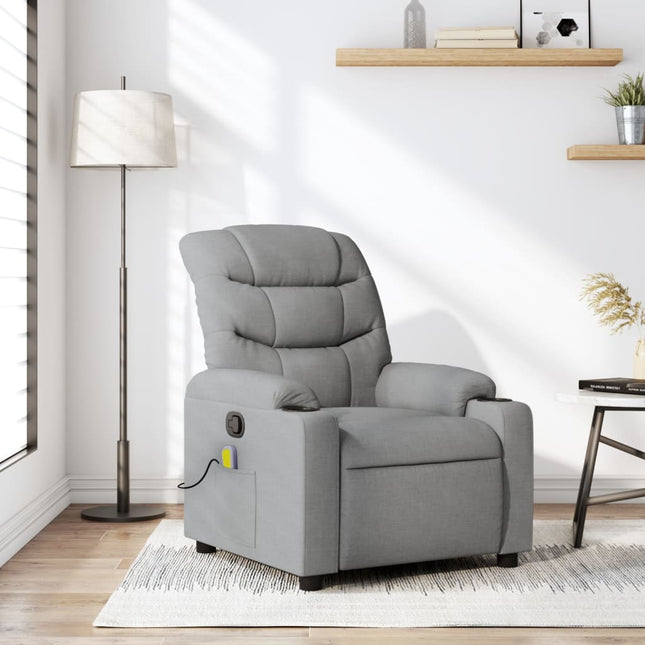 Fauteuil de massage inclinable gris clair tissu