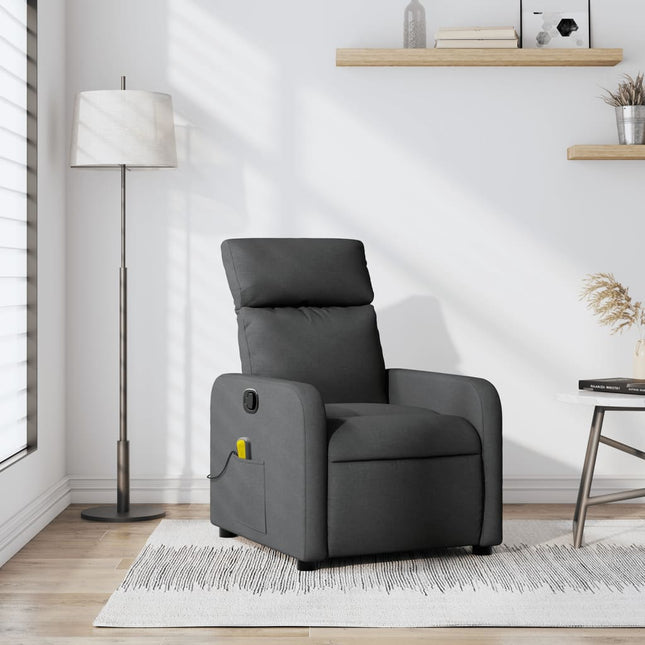Fauteuil inclinable de massage en tissu gris foncé