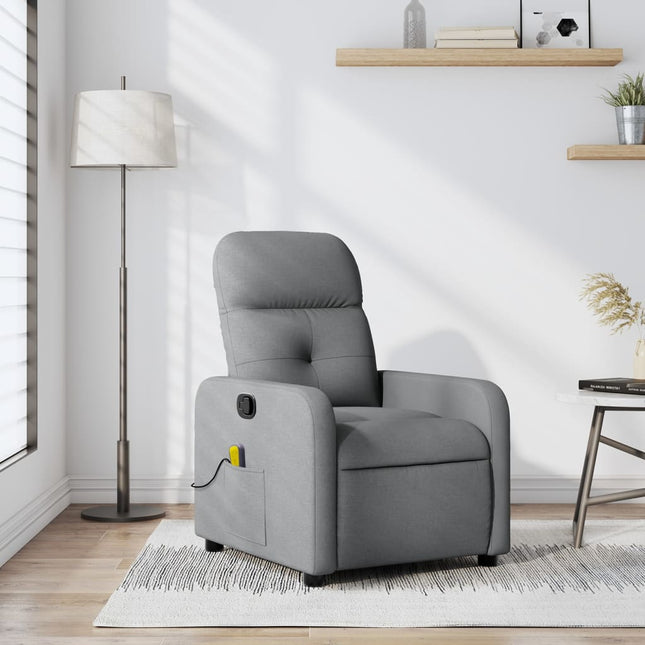 Fauteuil inclinable de massage gris clair tissu