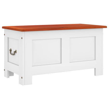 Coffre de rangement et couvercle marron et blanc bois d'acacia