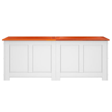 Coffre de rangement et couvercle marron et blanc bois d'acacia