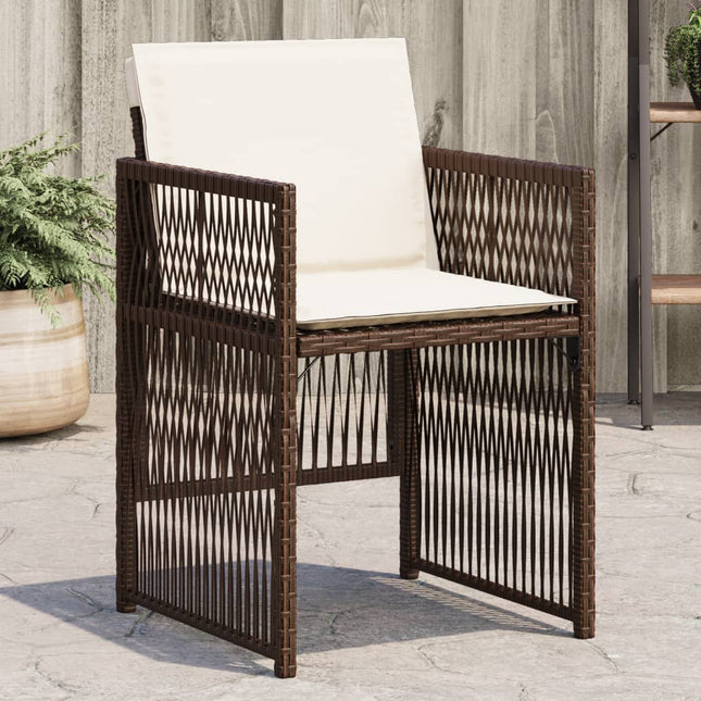 Chaises de jardin avec coussins lot de 4 marron résine tressée