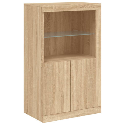 Armoire latérale avec lumières LED chêne sonoma