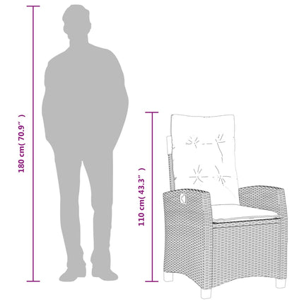 Chaise inclinable de jardin avec coussins marron résine tressée