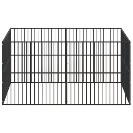 Parc pour chien 8 panneaux noir acier galvanisé