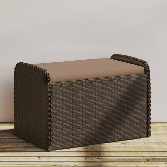 Banc de rangement et coussin marron 80x51x52 cm résine tressée