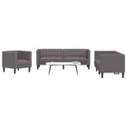 Ensemble de canapé Chesterfield 3 pcs gris similicuir