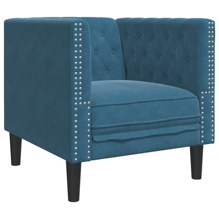 Ensemble de canapé Chesterfield et traversins 3pcs bleu velours