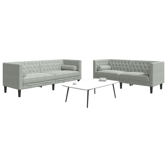Ensemble de canapé Chesterfield et traversins 2 pcs gris clair