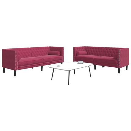 Ensemble de canapé Chesterfield et traversins 2 pcs velours